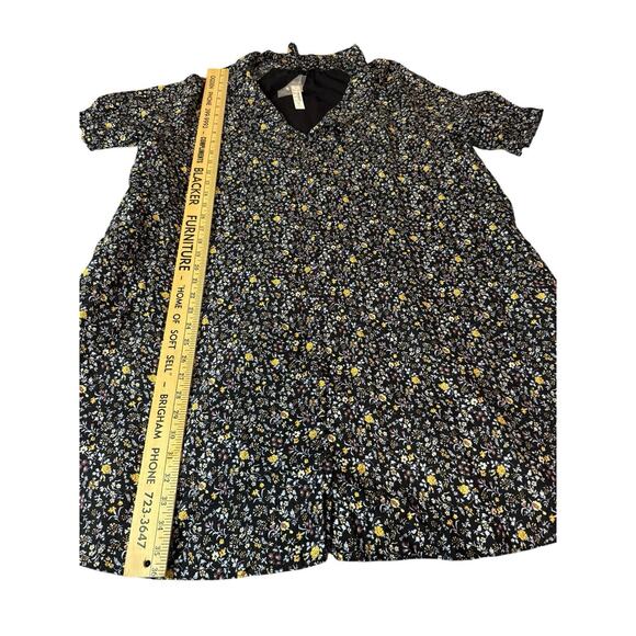 NWT XXL Madewell Black Mini Dress Ruffle Button-Front Trapeze Floral Folklore - Picture 2 of 11